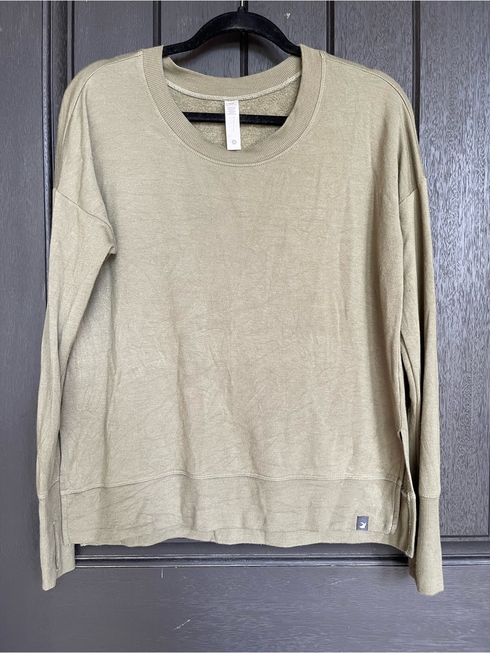 Glyder Lounge Long Sleeve Crewneck Sweatshirt Olive Green Size S